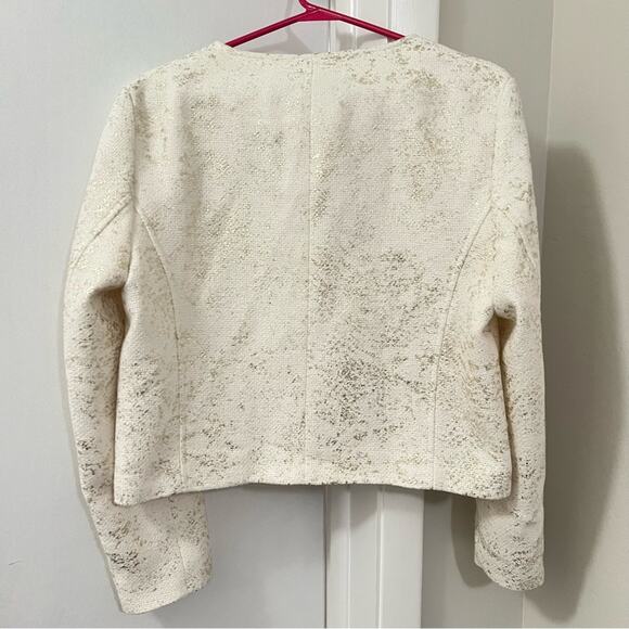 ZARA CROPPED FOIL GOLDEN BLAZER Size Extra Large XL - Picture 11 of 11